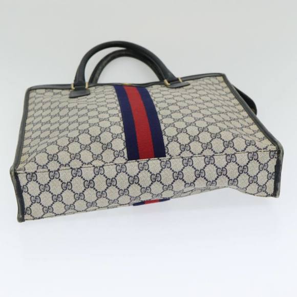 GUCCI GG Supreme Sherry Line Hand Bag PVC Leather Navy Red 010 378 Auth ar12310 - Picture 9 of 16